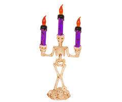 Partyline Halloween Skeleton Candleholder 28 cm – 3 LED Candles – Skull Decoration