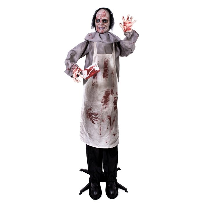 Ptit Clown Dubbelkoppige Animatronic Slager 180 cm – Licht & Geluid – Halloween Decor