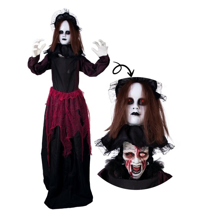 Ptit Clown Poupée Animatronique Double Tête 180 cm – Lumière & Son – Décor Halloween
