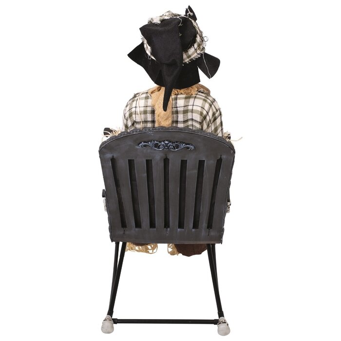 Ptit Clown Animatronic Vogelverschrikker op Schommelstoel 120 cm – Licht, Geluid & Bewegingssenso