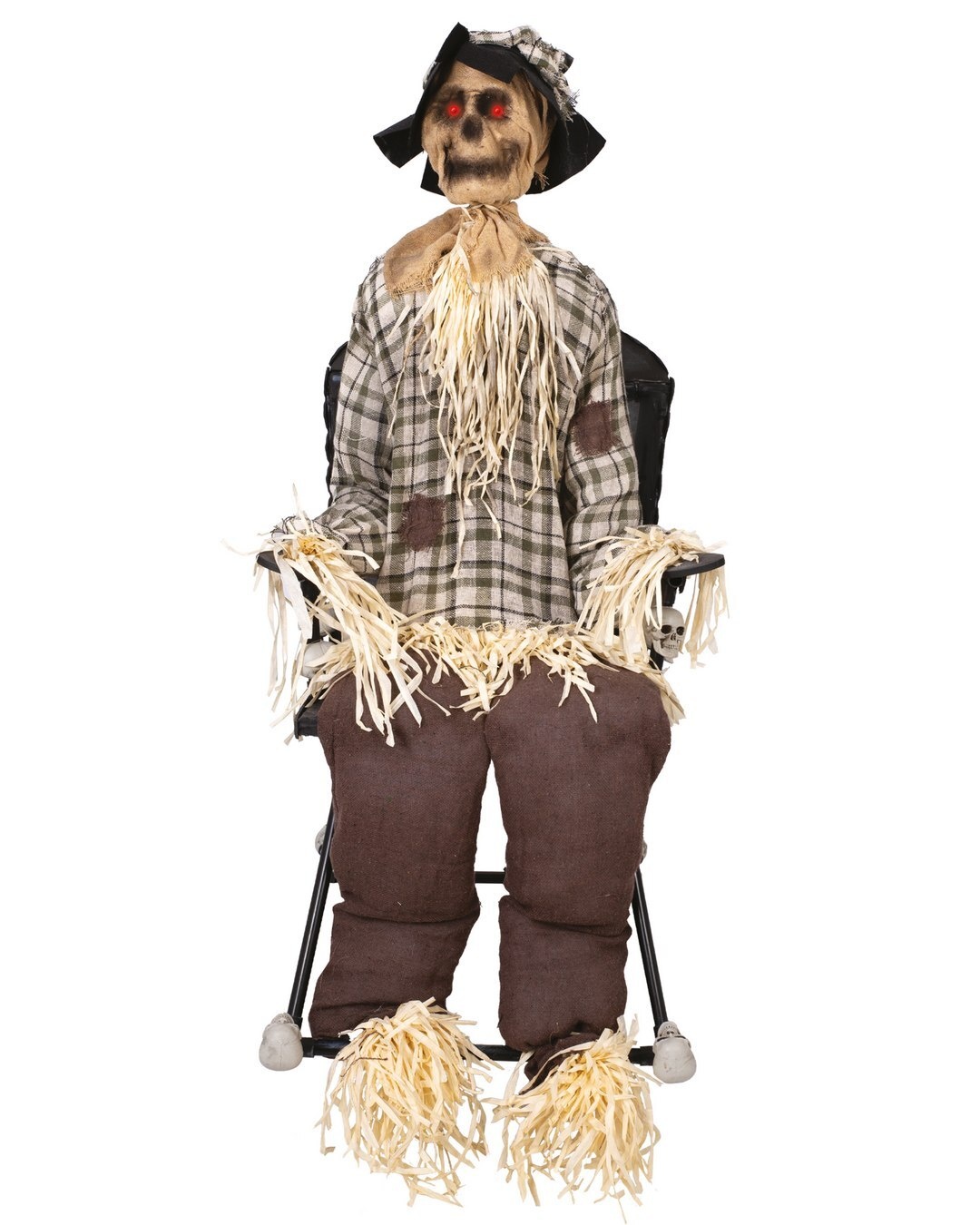 Ptit Clown Animatronic Vogelverschrikker op Schommelstoel 120 cm – Licht, Geluid & Bewegingssenso