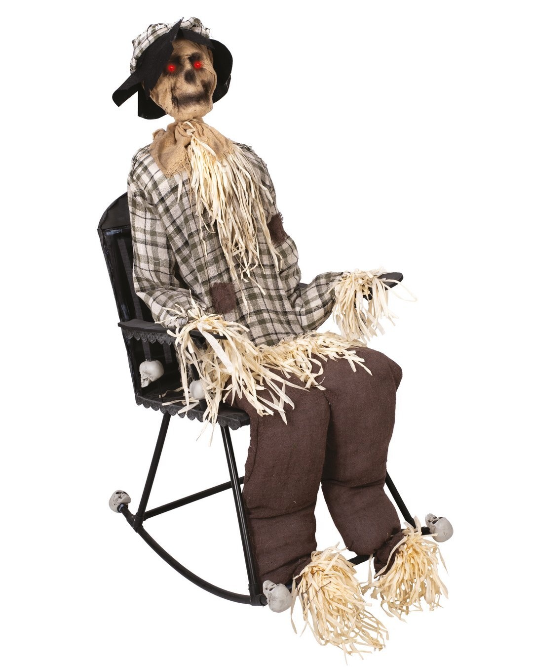 Ptit Clown Animatronic Vogelverschrikker op Schommelstoel 120 cm – Licht, Geluid & Bewegingssenso