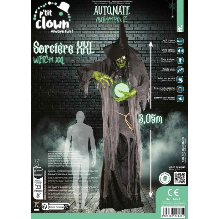 Ptit Clown Standing XXL Witch 305 cm – Animatronic – Light & Motion Sensor