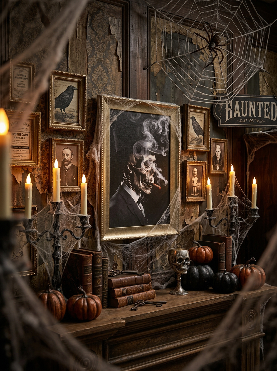 Partyline Deco Kader Rokend Skelet LED 25 x 35 cm – Luxe Halloween Decoratie