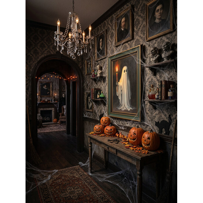 Partyline Deco Kader Spook met Verlichte Kaars 25 x 35 cm – Luxe Halloween Decoratie