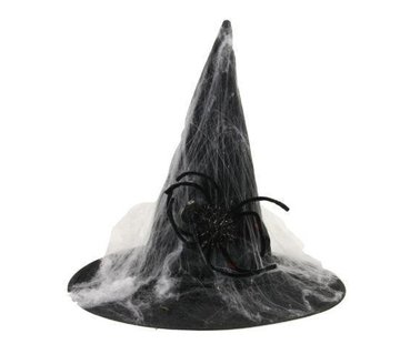 Partyline Chapeau de sorcière avec toile d'araignée | Chapeau d'Halloween