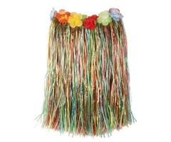 Partyline Raffia Rok Multi + Bloemen 50cm