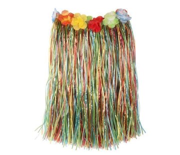 Partyline Raffia Rok Multi + Bloemen 50cm