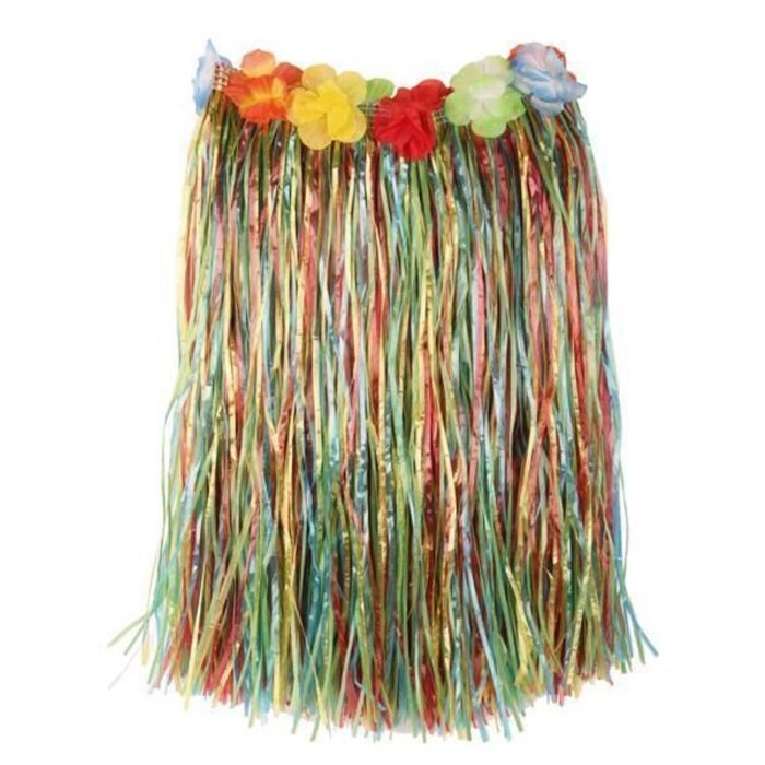 Partyline Raffia Skirt Multi + flowers 50cm