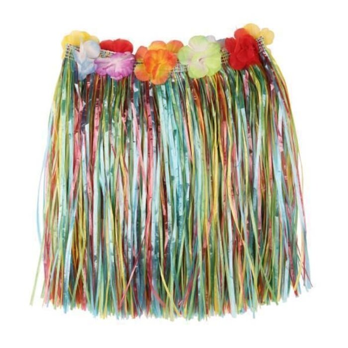 Partyline Raffia Rok Multi + Bloemen 40cm