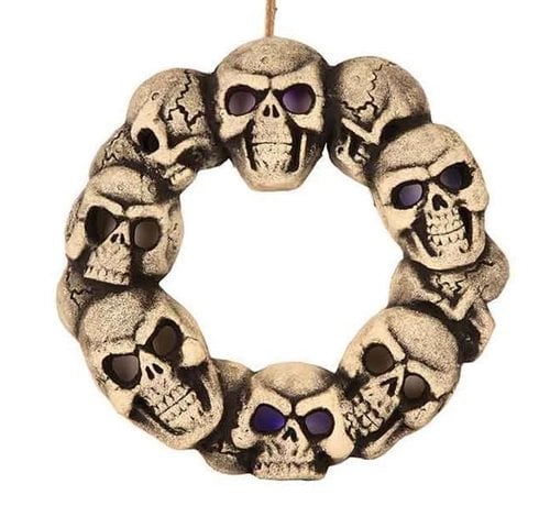 Partyline Skull wreath with light 38 cm | Halloween decoration