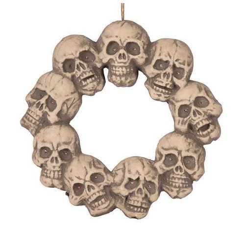 Partyline Couronne de crâne avec lumière 48 cm | Décoration d'Halloween