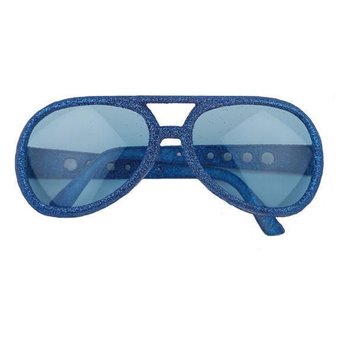 Partyline Blue disco glasses with glitter frame | Party Glasses