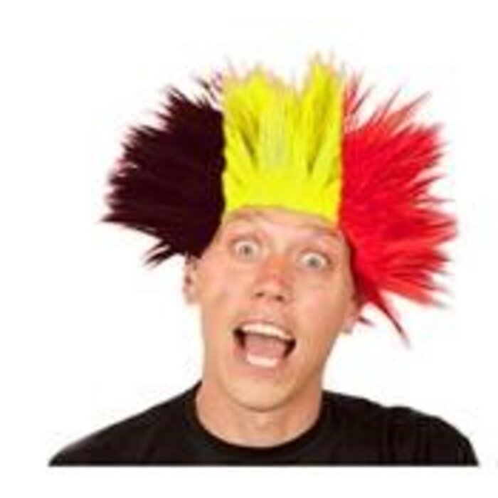 Partyline Pruik Electric Shock Zwart/Geel/Rood