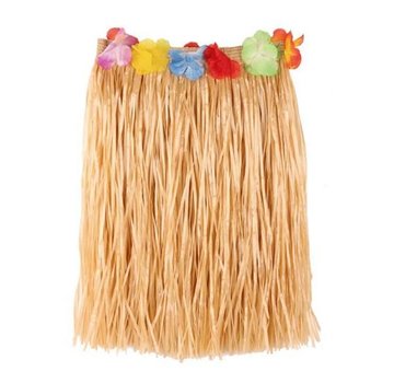 Partyline Raffia Skirt Natural + Flowers 40cm