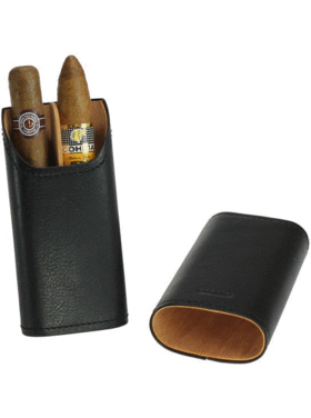 Adorini Zigarrenetui Leder Schwarz für 2-3 Zigarren (6551)