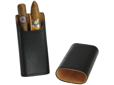 Adorini Zigarrenetui Leder Schwarz für 2-3 Zigarren (6551)