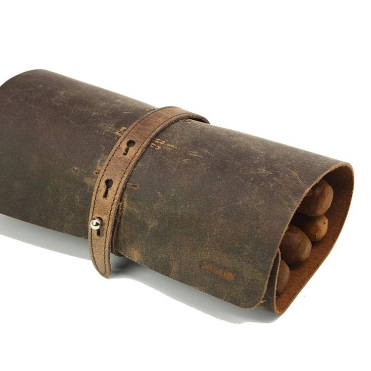 Adorini Cigar Roll Zigarrenetui Echtleder Braun für 6 Zigarren