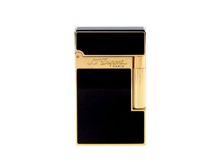S.T. Dupont Feuerzeug Linie 2 Chinalak schwarz Gelbgold