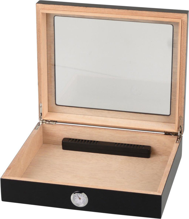 Angelo Humidor Schwarz Rautenmuster mit Glasdeckel für 25 Zigarren
