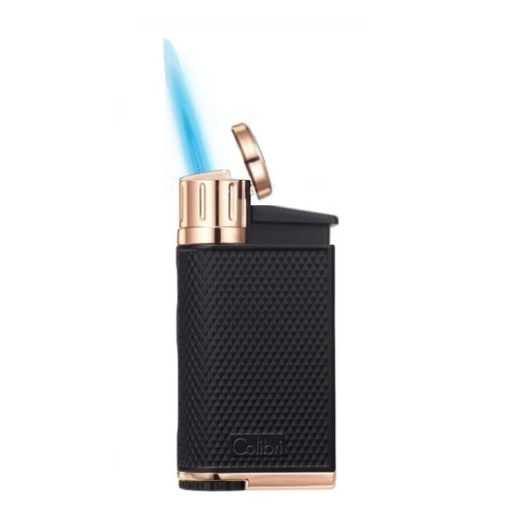 Colibri Evo Feuerzeug Schwarz/Roségold mit Schrägflamme