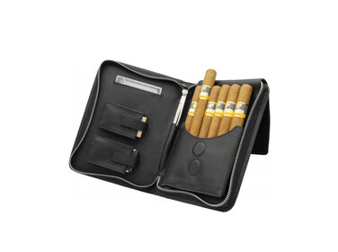 Adorini Zigarrentasche Leder Schwarz für 5–7 Zigarren