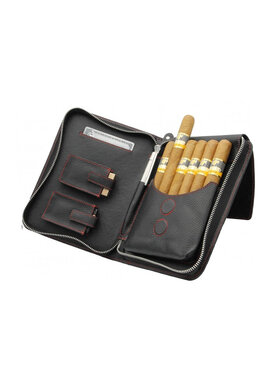 Adorini Zigarrenetui Leder cigar bag schwar rot
