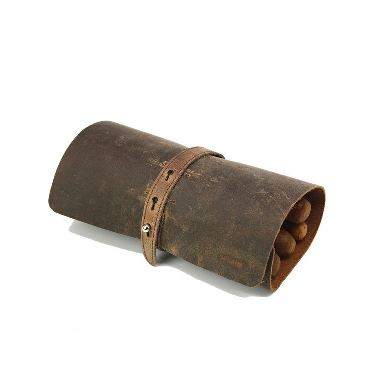 Adorini Cigar Roll Zigarrenetui Echtleder Braun für 6 Zigarren