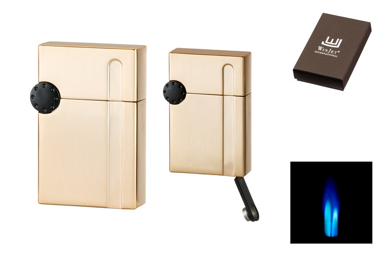 Winjet Premium Feuerzeug 2xJet+Punch gold gebürstet