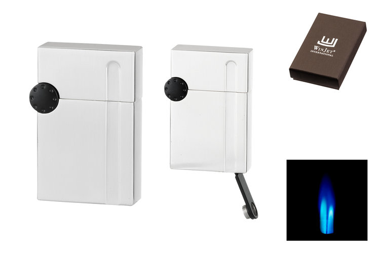 Winjet Premium Feuerzeug 2xJet+Punch chrom gebürstet