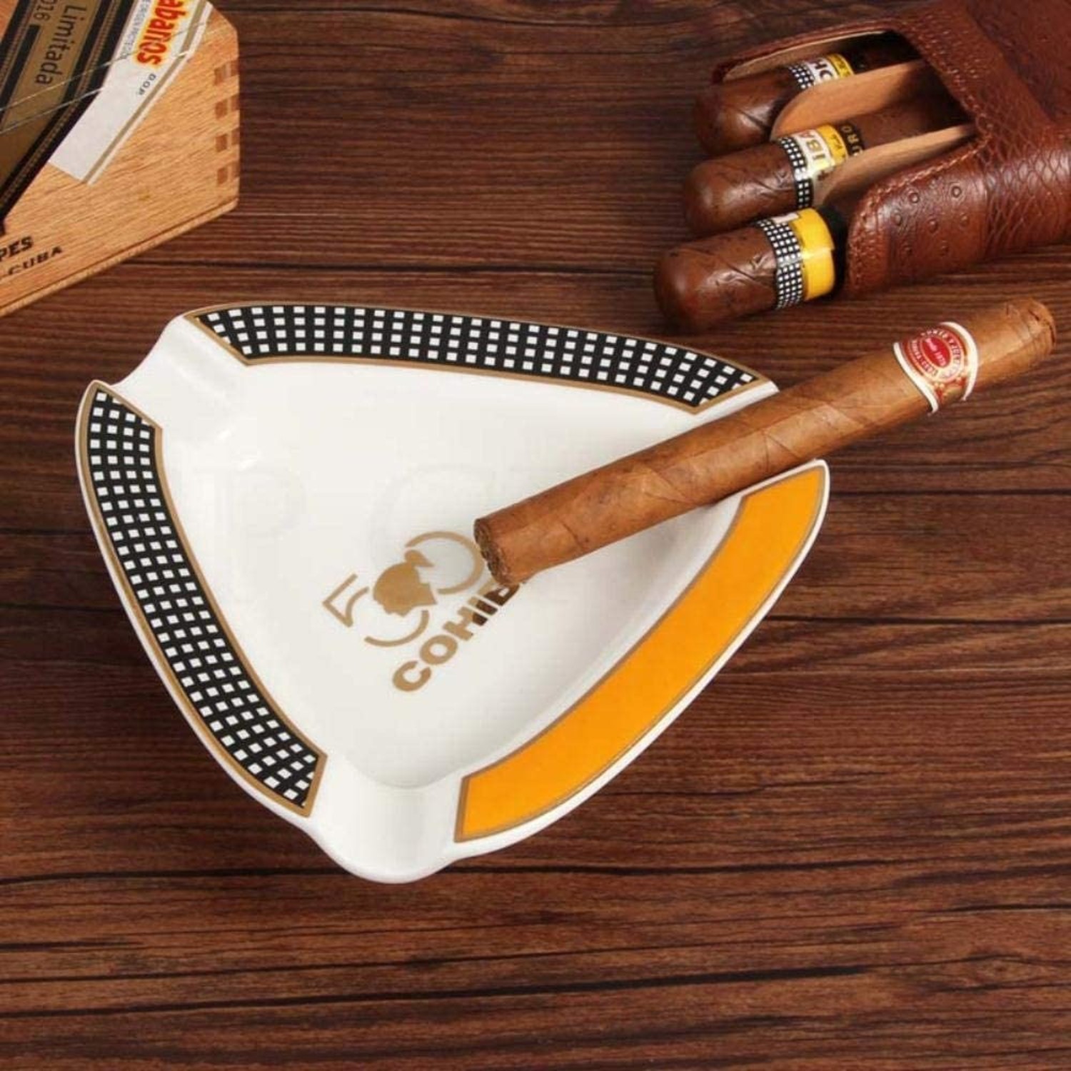Keramik Aschenbecher 3 Zigarren Cohiba Logo 