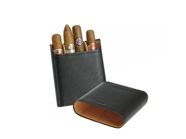 Adorini Etui Echtleder Schwarz für 3–5 Zigarren mit Divider