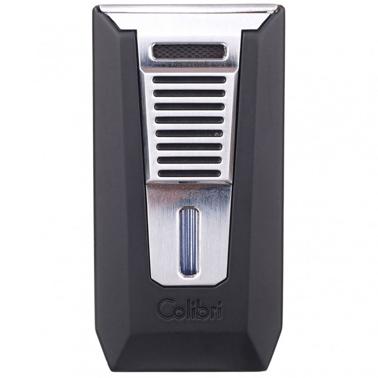 Colibri  Slide II Zigarrenfeuerzeug Chrom/Schwarz mit Doppel-Jet und Cutter