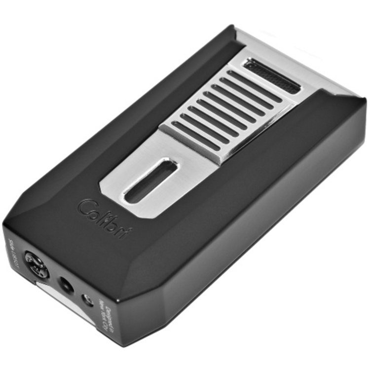 Colibri  Slide II Zigarrenfeuerzeug Chrom/Schwarz mit Doppel-Jet und Cutter