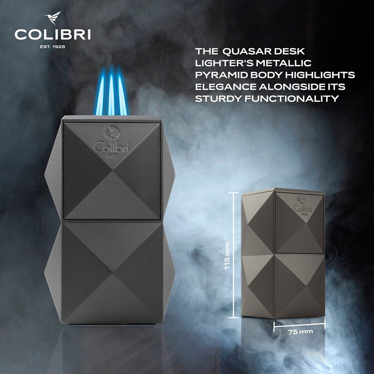 Colibri Quasar Tischfeuerzeug Schwarz mit 3-fach Jet
