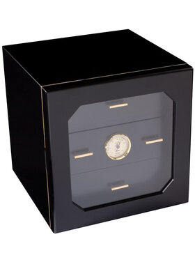 Adorini Humidor Cube Deluxe Schwarz rundum verglast für 100 Zigarren