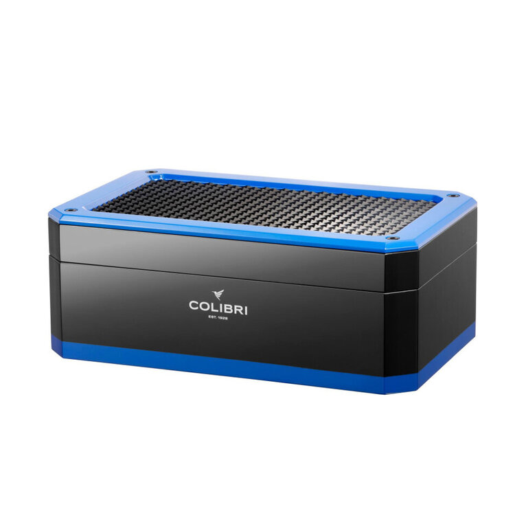 Colibri Rally Humidor Schwarz/Blau für 100–125 Zigarren