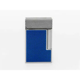 S.T. Dupont C16619 Zigarren-Feuerzeug Linie 2 mit Guilloche und Blauem Lack