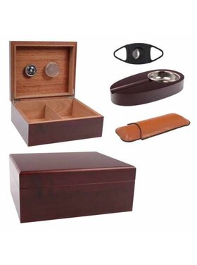 Angelo Humidor Set Rotbraun 26x22x11cm