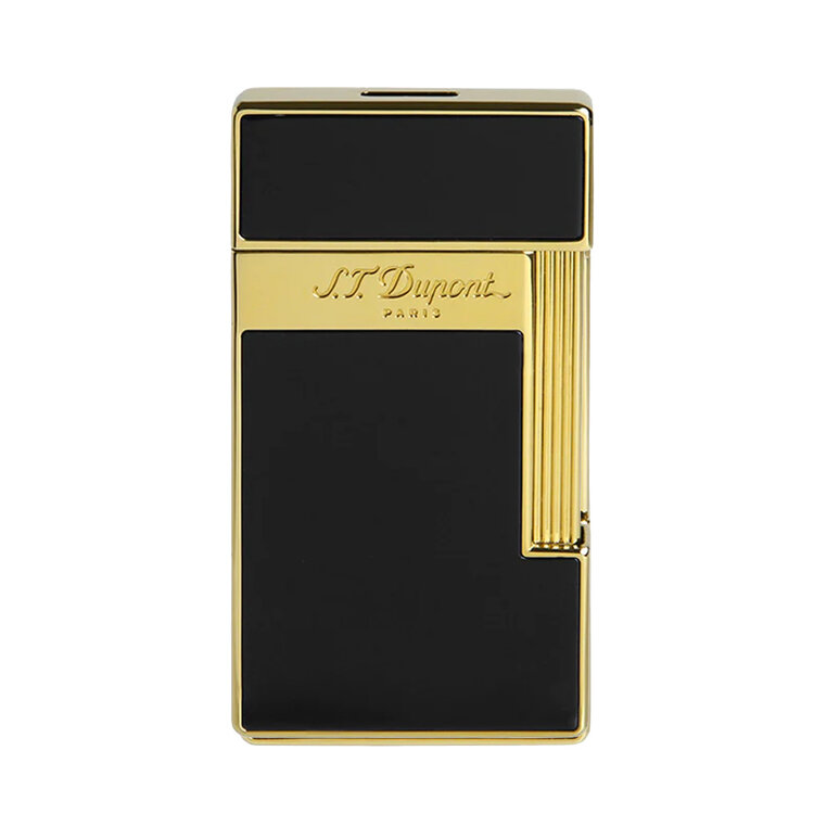 S.T. Dupont Slimmy Feuerzeug Naturlack Schwarz/Gold 028222