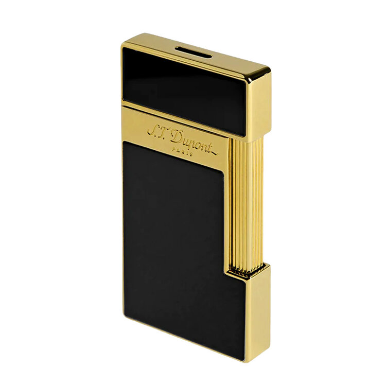 S.T. Dupont Slimmy Feuerzeug Naturlack Schwarz/Gold 028222
