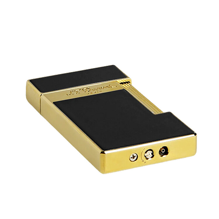 S.T. Dupont Slimmy Feuerzeug Schwarzlack und Gold 028222