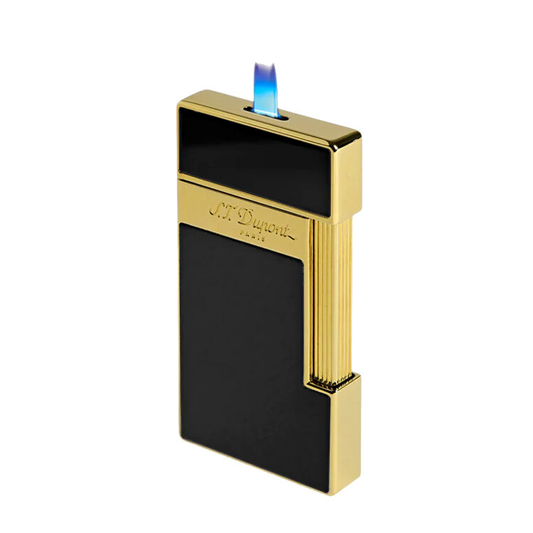 S.T. Dupont Slimmy Feuerzeug Naturlack Schwarz/Gold 028222
