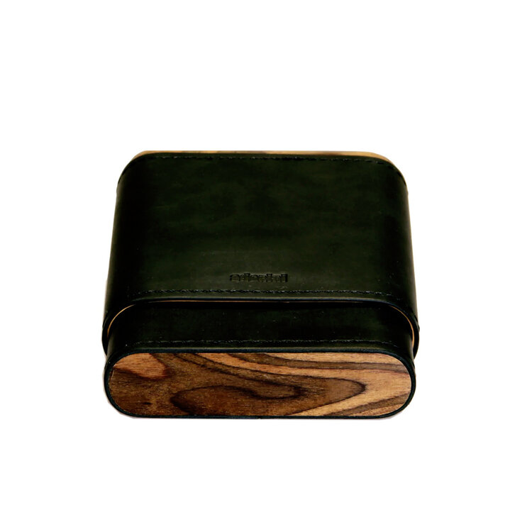 Adorini Zigarrenetui Echtleder Schwarz mit Holz für 3–5 Zigarren