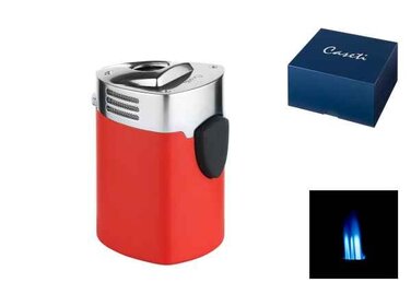 Caseti Feuerzeug Tischfeuerzeug 3xJet rot matt/chrom