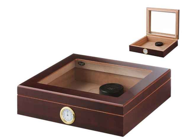 Angelo Humidor Bordeaux mit Glasdeckel für 30 Zigarren
