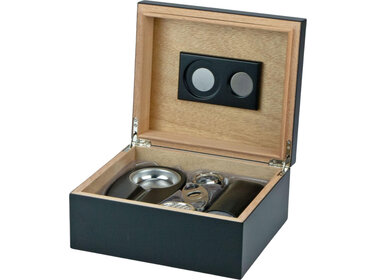 Graziani Humidor-Set schwarz matt für ca. 40 Zigarren