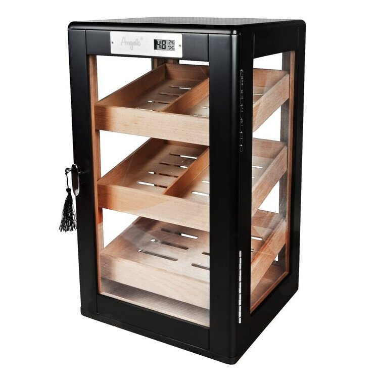Angelo Glas-Humidorschrank Schwarz für 90–110 Zigarren