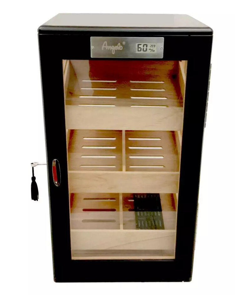 Angelo Glas-Humidorschrank Schwarz für 90–110 Zigarren