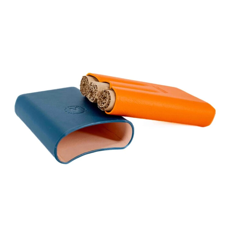 Montes Ubrique  Zigarrenetui in Blau und Orange für 3 Zigarren